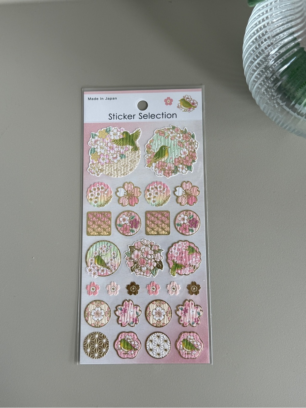 Showa Retro Japanese Floral Bird Stickers | Gold Foil